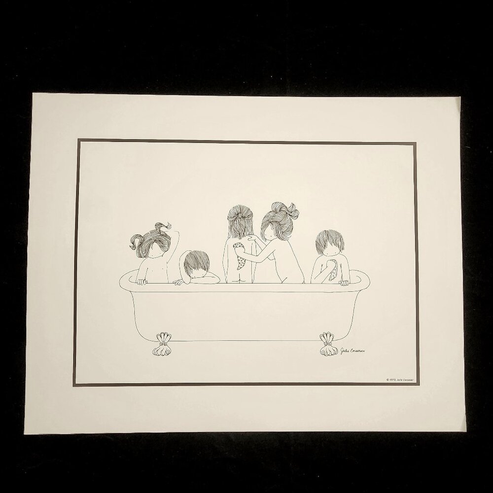 Julie Corsover Children's Prints "Bathtub" - Vintage 1973 Unframed: New